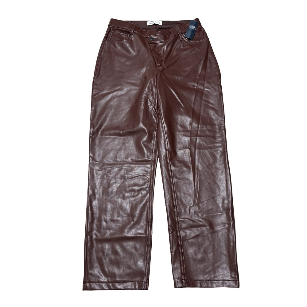 NWT Abercrombie‎ & Fitch Women's Vegan Leather Pants Cross Over Waist 29 x 27